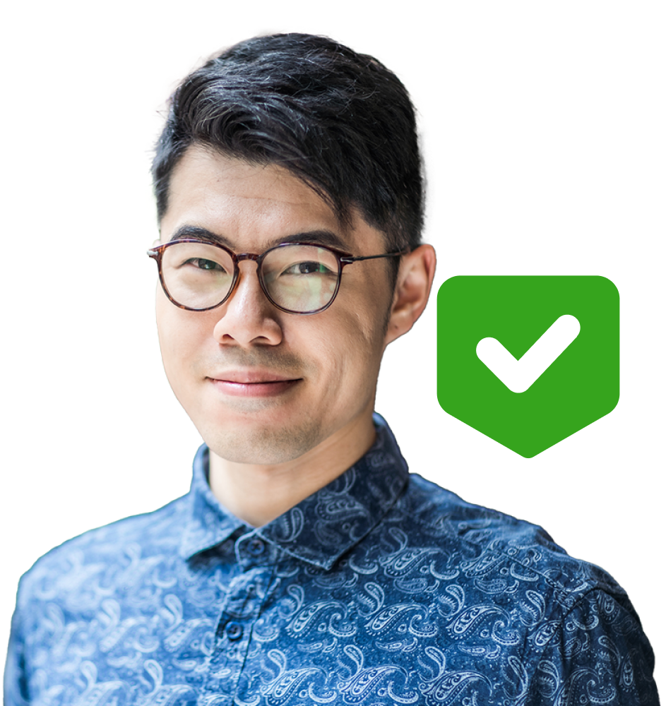 man with confirmation message