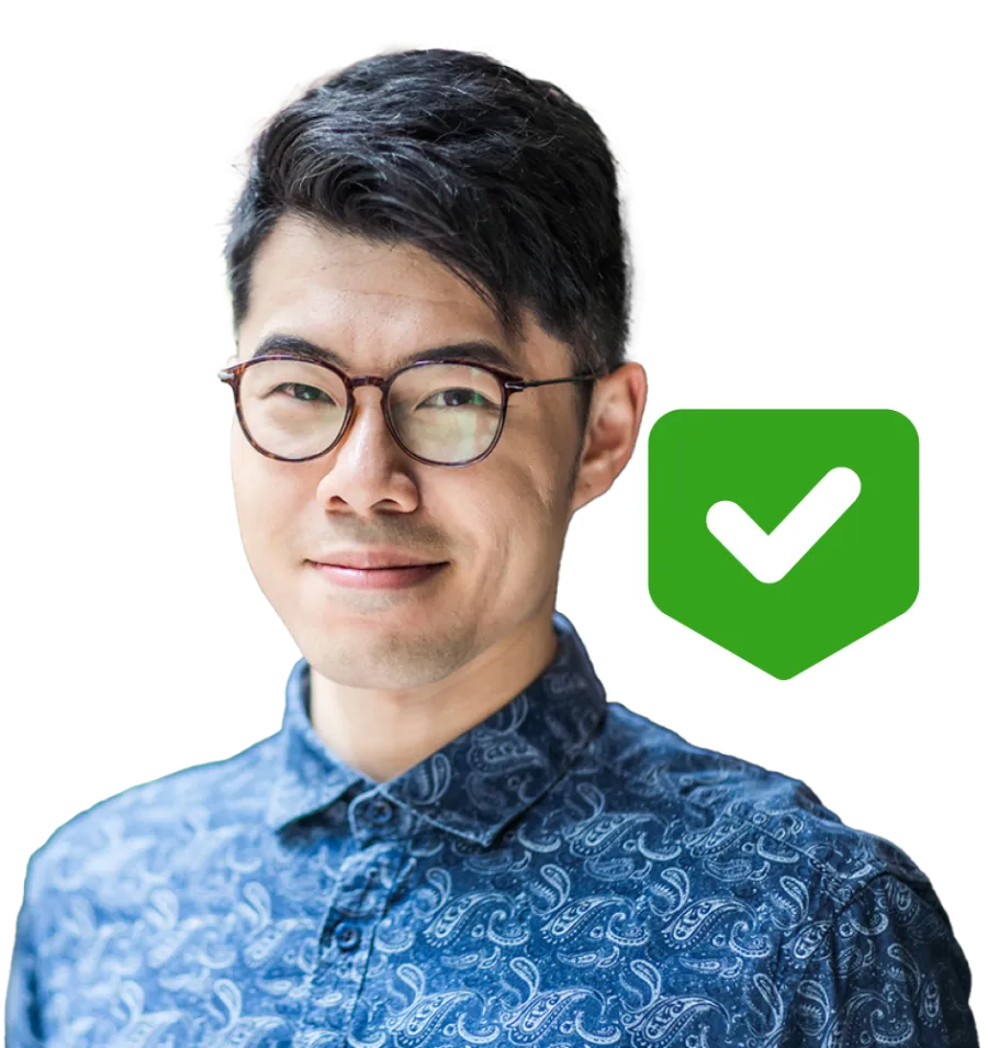 man with confirmation message