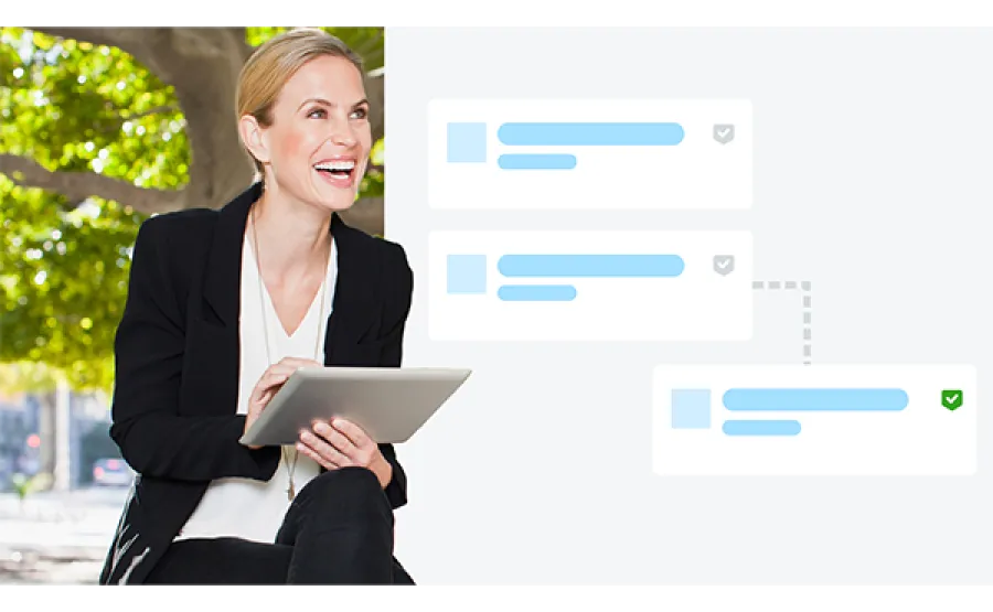 business professional using tablet