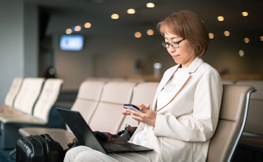 business professional in airport