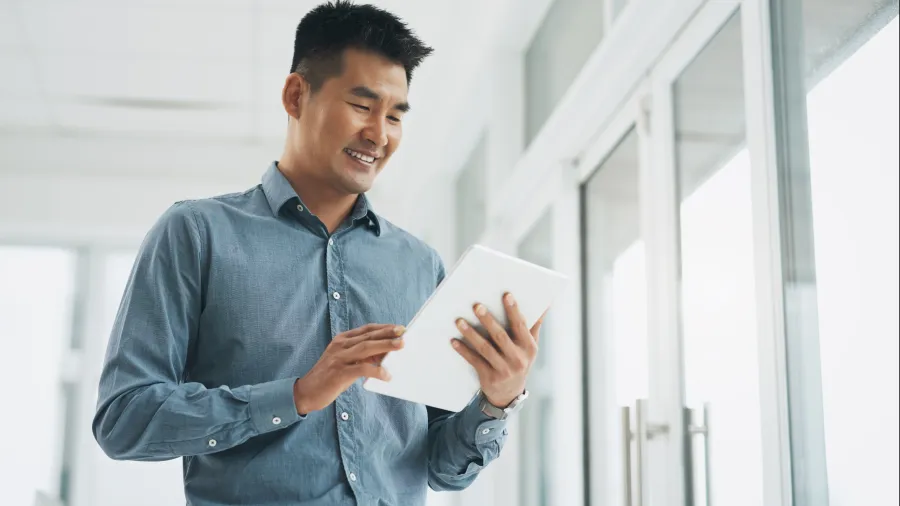 man using a tablet