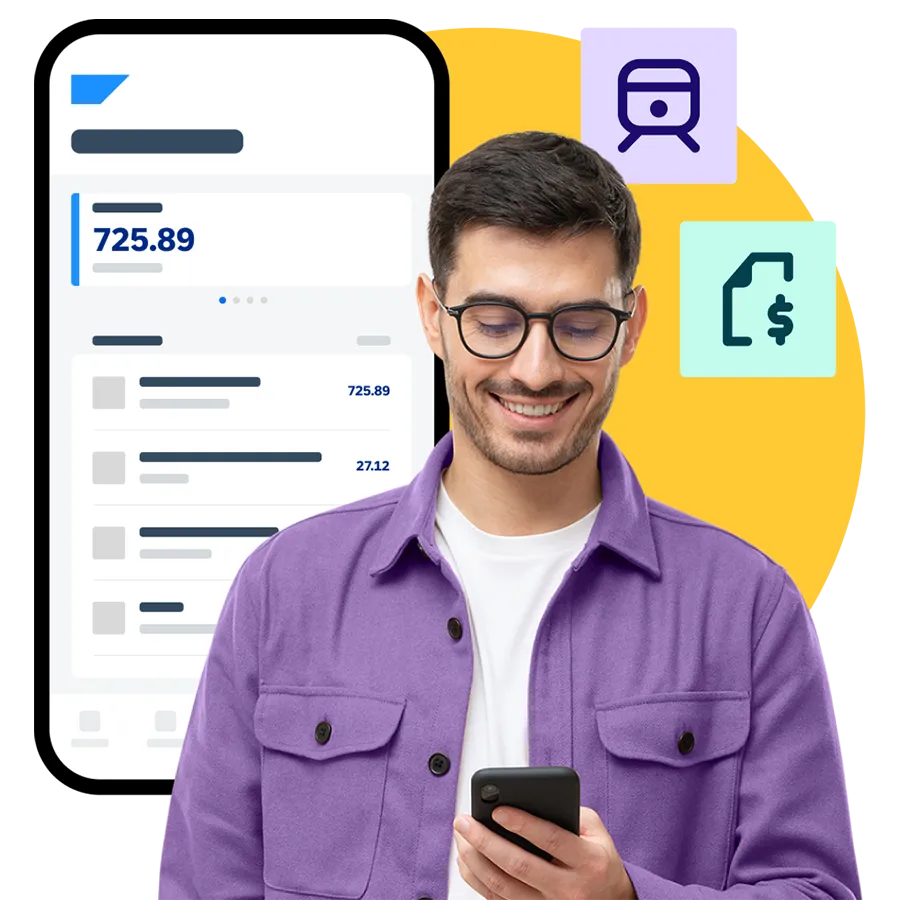 man looking at app