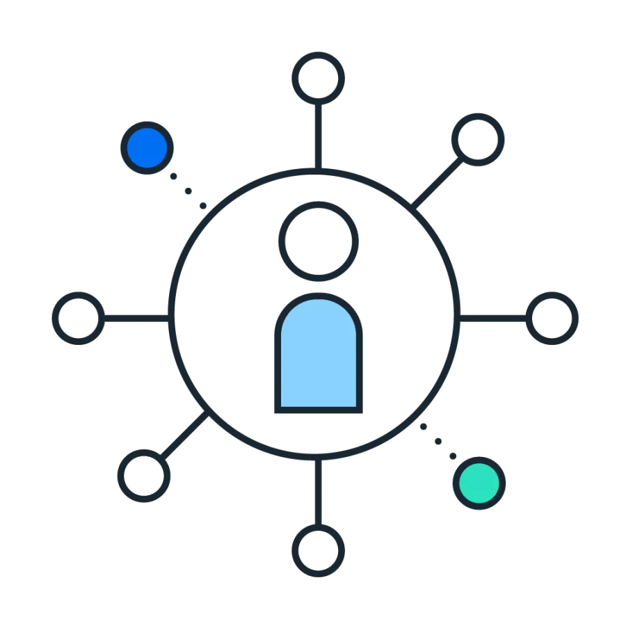 person with dots connecting